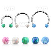 cbeop4l xxl steel circular barbell, 16g w 4mm opal balls