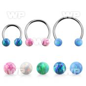 cbeop5l xxl steel circular barbell 16g w 5mm synthetic opal ball