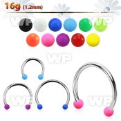 cbesabl xxl steel circular barbell, 16g w 3mm solid acrylic ball
