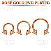 cbettcn4 rose gold pvd plated steel circular barbell w 4mm cones