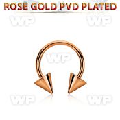 cbettcn5 rose gold pvd plated steel circular barbell w 5mm cones