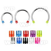 cbeuvdil xxl steel circular barbell, 16g w 3mm uv dices