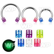 cbgldi4l xxl steel circular barbell 14g 4mm glow in the dark dice