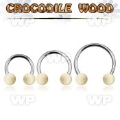cbmcr8l xxl steel circular barbell 14g w 8mm crocodile wood ball