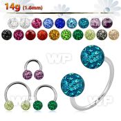 cbmf6l xxl steel circular barbell, 14g w 6mm multi crystal ball