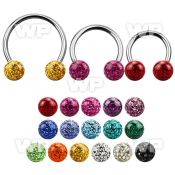 cbmf8l xxl steel circular barbell, 14g w 8mm multi crystal ball