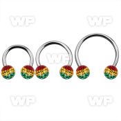cbmfr8l xxl steel cbr, 14g w 8mm ball w rasta color stripes