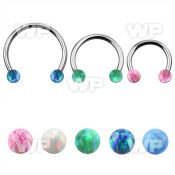 cbmop5l xxl steel circular barbell, 14gw 5mm synthetic opal ball