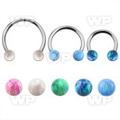 cbmop6l xxl steel circular barbell, 14gw 6mm synthetic opal ball