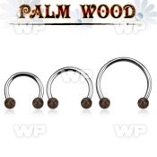 cbmpl5l xxl steel circular barbell, 14g w 5mm palm wood balls