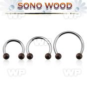 cbmsn5l xxl steel circular barbell, 14g w 5mm sono wood balls