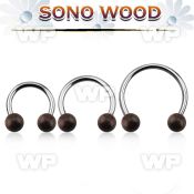 cbmsn8l xxl steel circular barbell, 14g w 8mm sono wood balls
