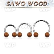 cbmsw8l xxl steel circular barbell, 14g w 8mm sawo wood balls