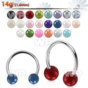 cbpr6l xxl steel circular barbell, 14g w 6mm faux pear balls