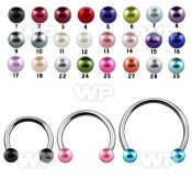 cbprl xxl steel circular barbell, 14g w 5mm faux pear balls