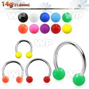 cbsab5l xxl steel circular barbell, 14g w 5mm solid color balls