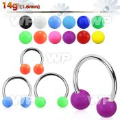 cbsab6l xxl steel circular barbell, 14g w 6mm solid color balls