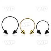 cbstcn5l xxl anodized steel circular barbell, 16g w 5mm cones