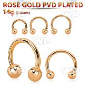 cbttb4 rose gold steel circular barbell w 2 4mm balls