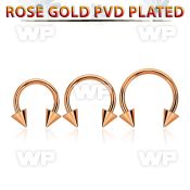 cbttcn rose gold pvd plated steel circular barbell w 5mm cones