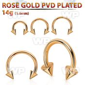 cbttcnm rose gold pvd plated steel circular barbell w 4mm cones