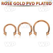 cbttcns rose gold pvd plated steel circular barbell w 3mm cones