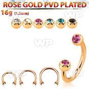 cbttjb25 rose gold steel circular barbell w tiny 2.5mm jewel ball