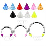 cbuvcn4l xxl steel circular barbell, 14g w 4mm uv cones