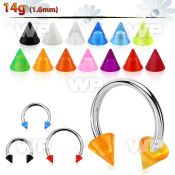 cbuvcn5l xxl steel circular barbell, 14g w 5mm uv cones