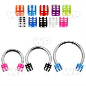 cbuvdi6l xxl steel circular barbell, 14g w 6mm uv dices