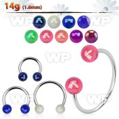 cbvbab8l xxl steel circular barbell, 14g w 8mm ab acrylic balls