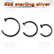 cpcln20 black plated sterling silver fake nose clip, 20g (0.8mm)