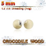 crball5 5mm crocodile wood ball with 316l steel 1.6mm threading