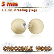 crball8 8mm crocodile wood ball with 316l steel 1.6mm threading