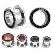 d341m surgical steel screw fit flesh tunnel color beads on fron ear lobe piercing