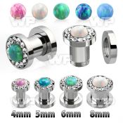 d36m65 surgical steel screw fit flesh tunnel plug crystal rim ear lobe piercing