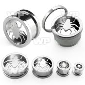 d3m8 surgical steel screw fit flesh tunnel laser cut out spide ear lobe piercing