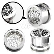 d3mo surgical steel screw fit flesh tunnel laser cut out spide ear lobe piercing