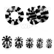 d7m acrylic screw fit flesh tunnel black white stripes ear lobe piercing