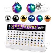 dacb229 display w 36 ball shaped plain anodized steel ear stud