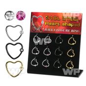 dacb232 board black  gold steel heart shaped ball closure ring