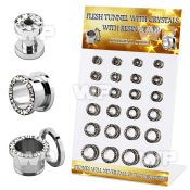 dapg101a board w 316l steel flesh tunnel w crystal rim w resin