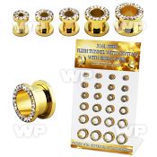 dapg102b board w gold steel flesh tunnel w crystal rim w resin