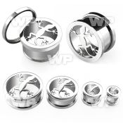 db8g 316l steel screw fit flesh tunnel laser cut out lizard ear lobe piercing