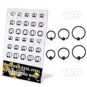 dbedr3 board w 60 black steel fixed bead ring 20g 2.5 3mm ball