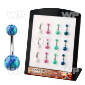 dbn2opg display w steel belly bananas w 5mm 8mm opal balls