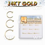 dg14nh3 box w 9 pcs. of solid 14k gold fake nose clips 