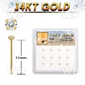 dgys22 box w 14kt gold nose bend it nose stud w 1.2mm clear cz 