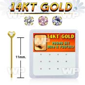 dgys4 box w 14kt gold bend it nose studs w prong set 1.5mm cz 