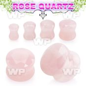di34 rose quartz stone double flared plug faceted cut